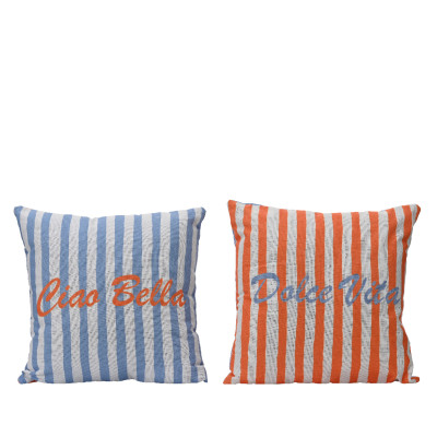 Cuscino a Righe con Scritta