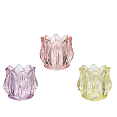 Porta Candela In Vetro a Fiore