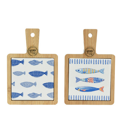 Mini Tagliere in Legno con Pesci