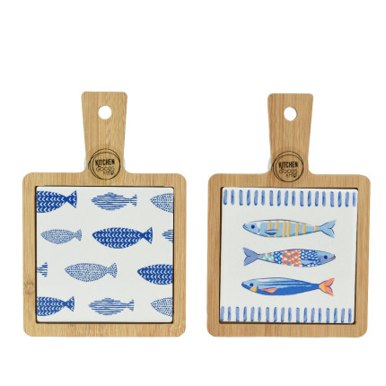 Mini Tagliere in Legno con Pesci