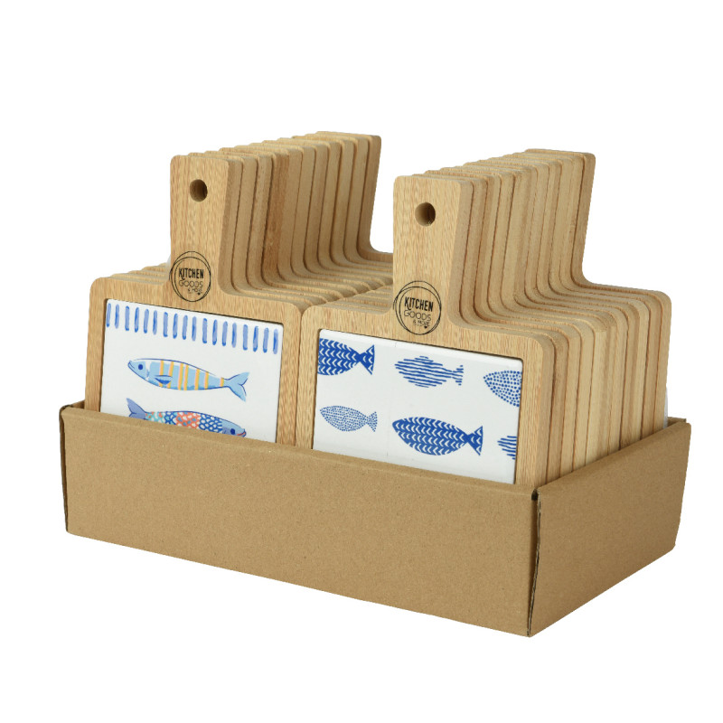 Mini Tagliere in Legno con Pesci