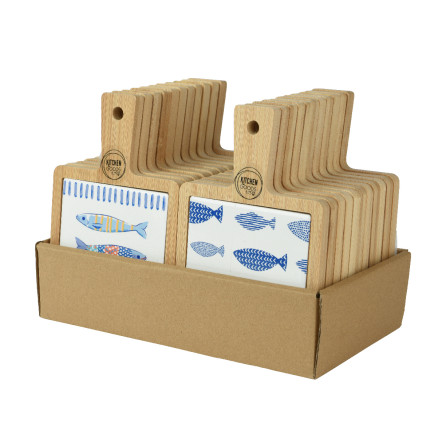 Mini Tagliere in Legno con Pesci