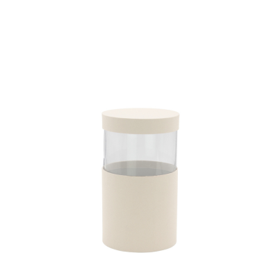 Scatola Cilindro Bianco Antico con Finestra 16cm