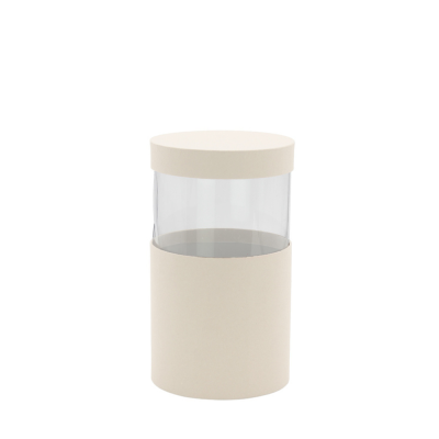 Scatola Cilindro Bianco Antico con Finestra 19cm