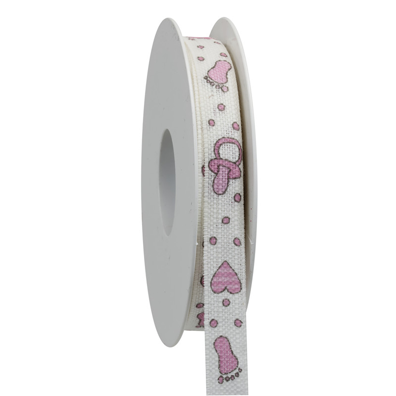 Nastro Tela Piedini Ciucci e Cuoricini Rosa