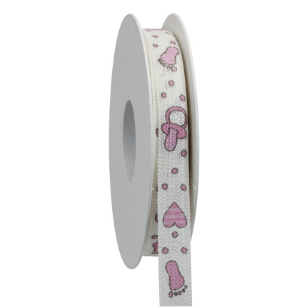 Nastro Tela Piedini Ciucci e Cuoricini Rosa