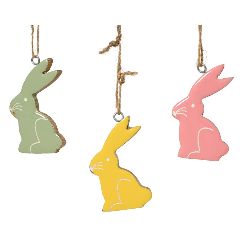 Coniglietto in Legno Colorato Pendente