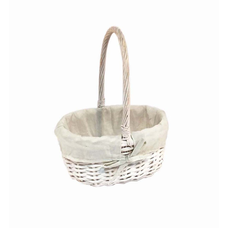Cesto in Vimini Bianco con Stoffa