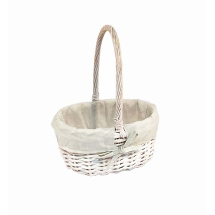 Cesto in Vimini Bianco con Stoffa