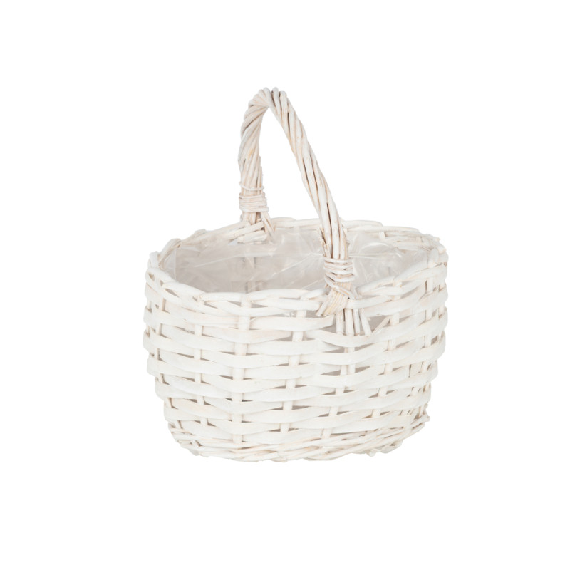 Cesto in Vimini Bianco con Stoffa