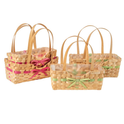 Cestino in Legno Intrecciato con Fiocco