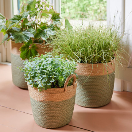 Cesto Verde e Naturale in Corda