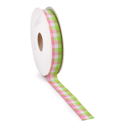 Nastro Tessuto a Quadretti Verde e Arancio