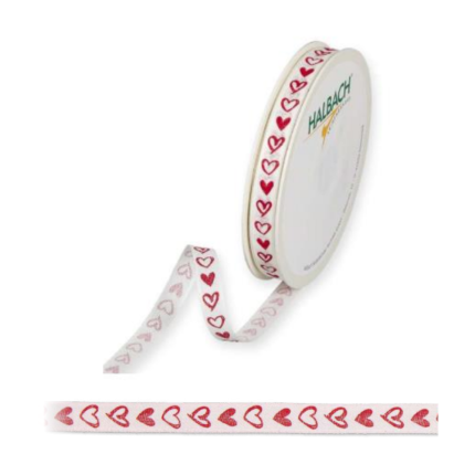 Nastro Tessuto Cuoricini Rossi