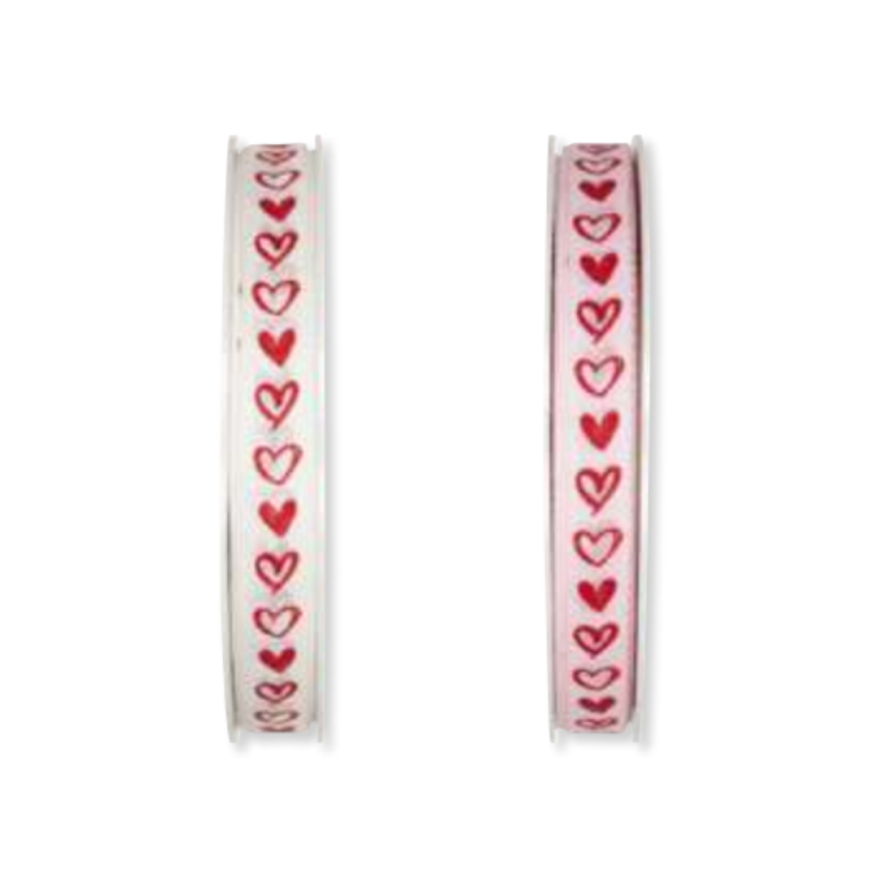 Nastro Tessuto Cuoricini Rossi