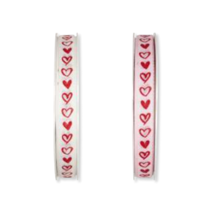 Nastro Tessuto Cuoricini Rossi