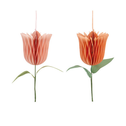 Tulipano Rosa in Carta Plissé