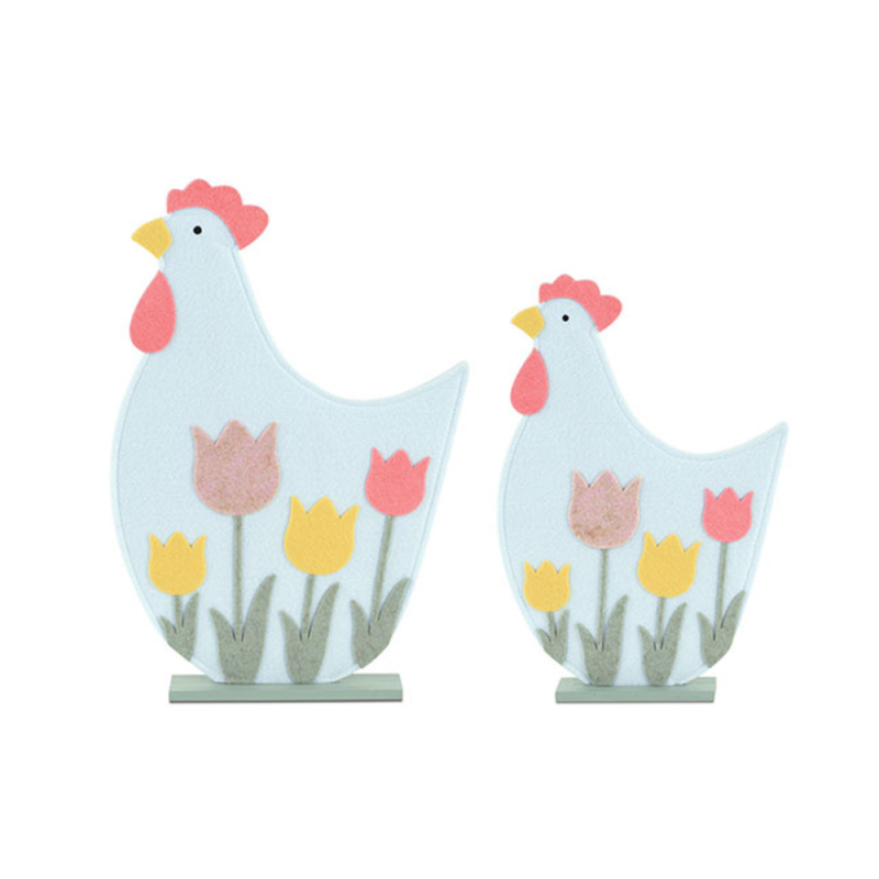 Gallina con Tulipani in Feltro