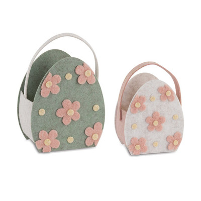 Cestino Uova con Fiori in Feltro