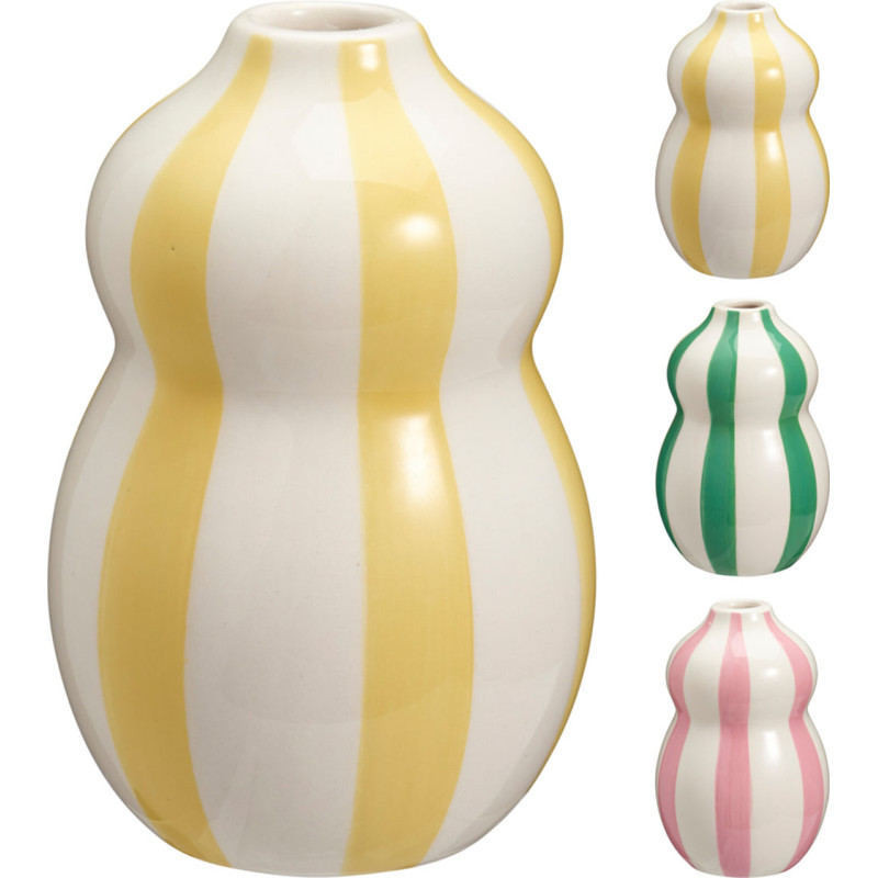 Vaso in Ceramica a Righe Colorate