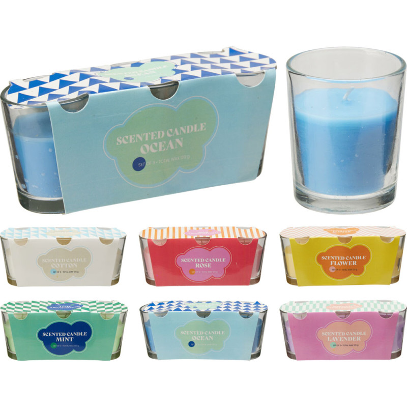 Set Candele Colorate in Vetro (3 Pezzi)