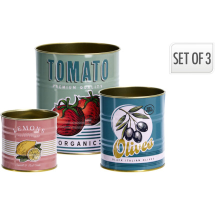 Contenitore Barattolini in Latta (3 Pezzi)