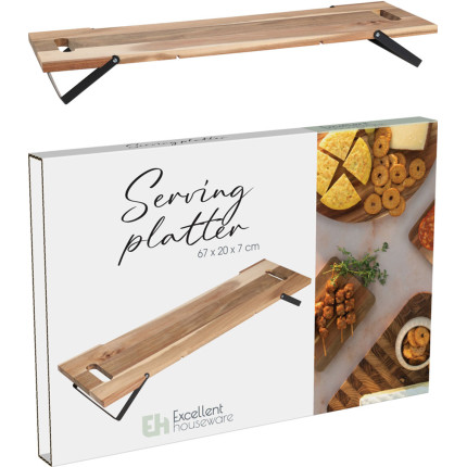 Vassoio in Legno di Acacia con Piedini in Metallo