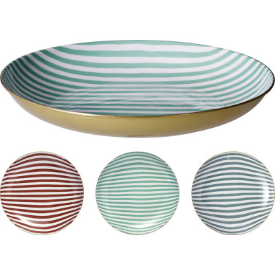 Piatto Metal Oro Righe Colorate