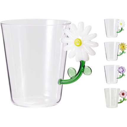 Bicchiere in Vetro Borosilicato con Fiore