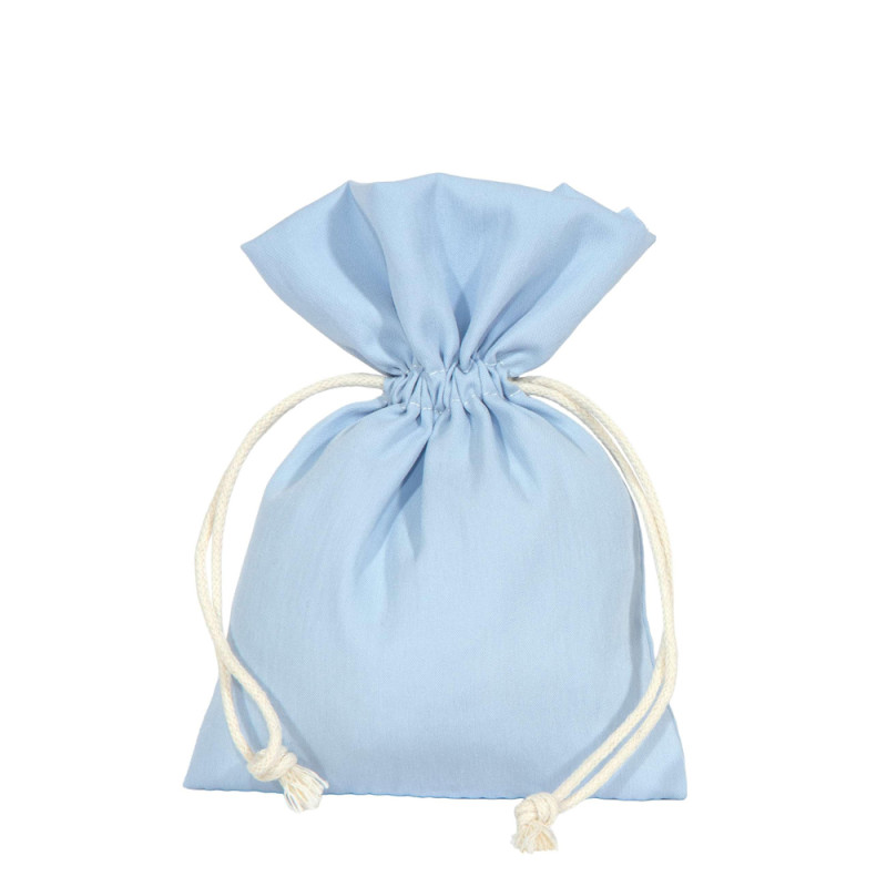 Sacchettino Portaconfetti Anna Azzurro Con Cordino in Cotone