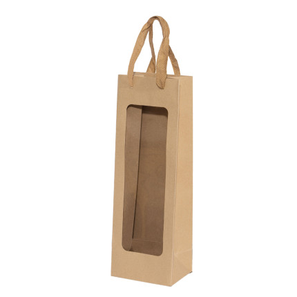 Sacchetto Porta Bottiglia con Finestra Avana
