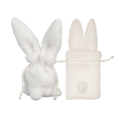 Sacchettino Peluche Morbido Con Orecchie Coniglio
