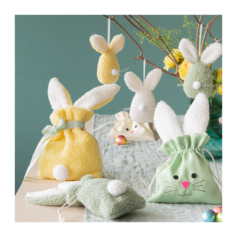 Sacchettino Peluche Con Orecchie Coniglio