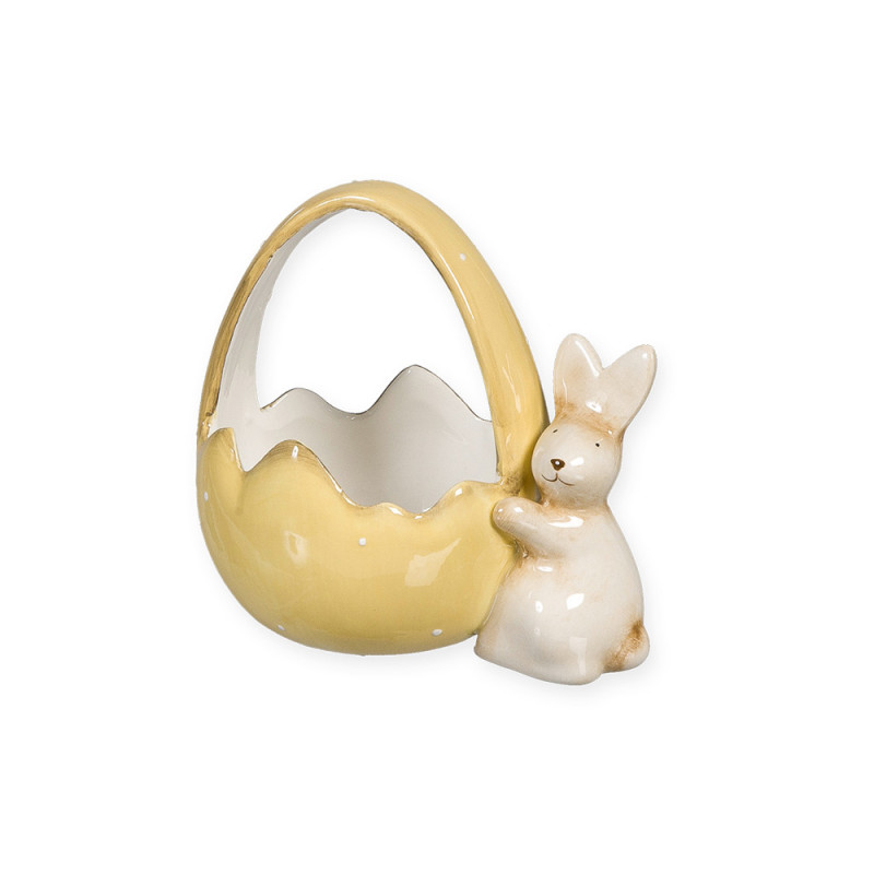 Cestino con Coniglietto in Ceramica