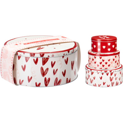 Scatola in Latta con Cuori (3 Pezzi)