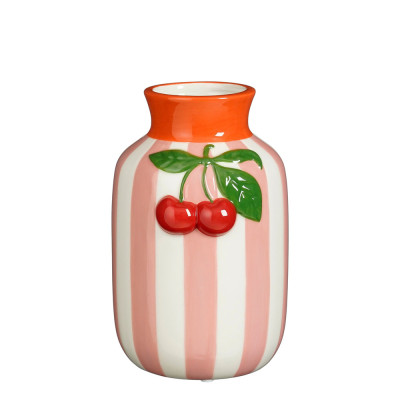 Vaso Ciliegia A Righe Rosa