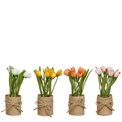 Tulipani in Vaso di Juta