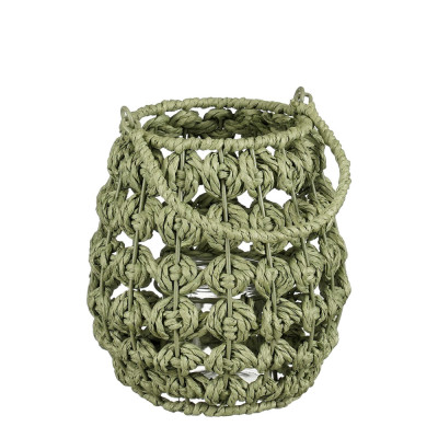 Lanterna in Corda Verde con Manico piccola