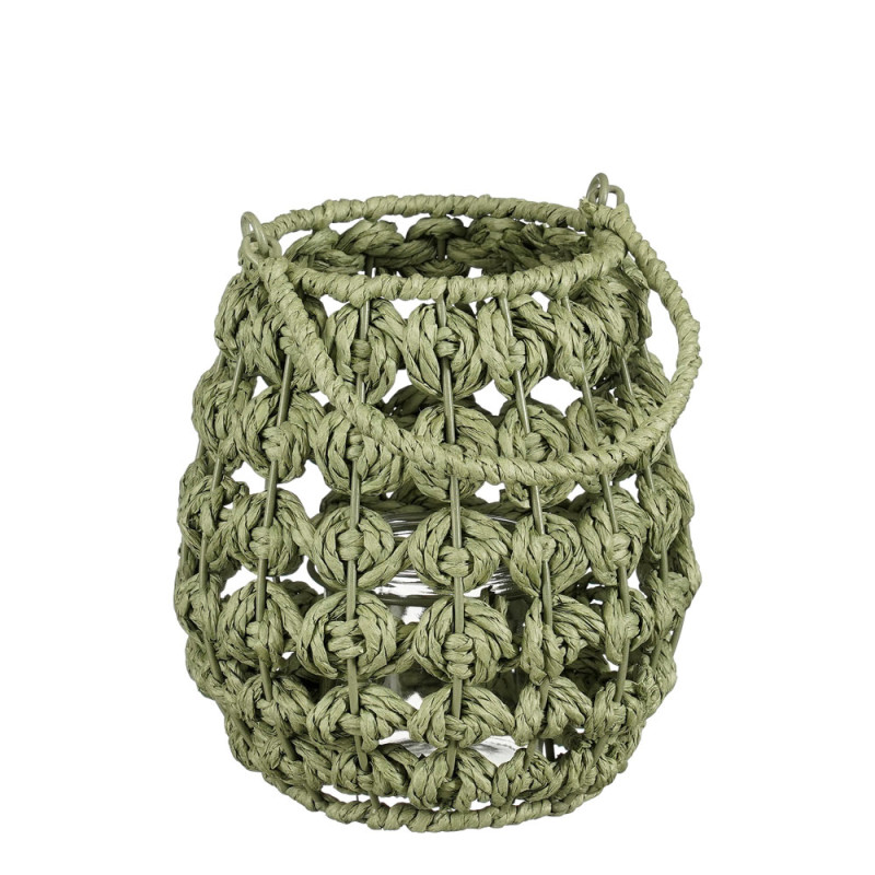 Lanterna in Corda Verde con Manico piccola