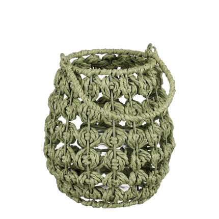 Lanterna in Corda Verde con Manico piccola