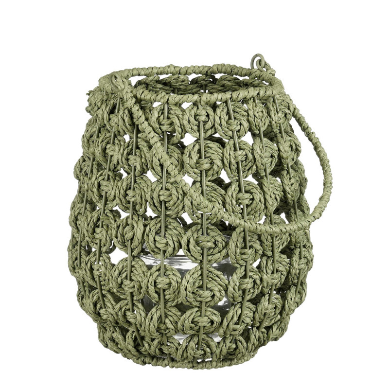 Lanterna in Corda Verde con Manico grande