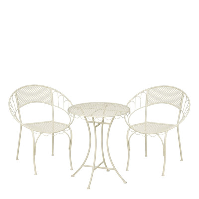Set Tavolino e 2 Sedie in Metallo Bianco
