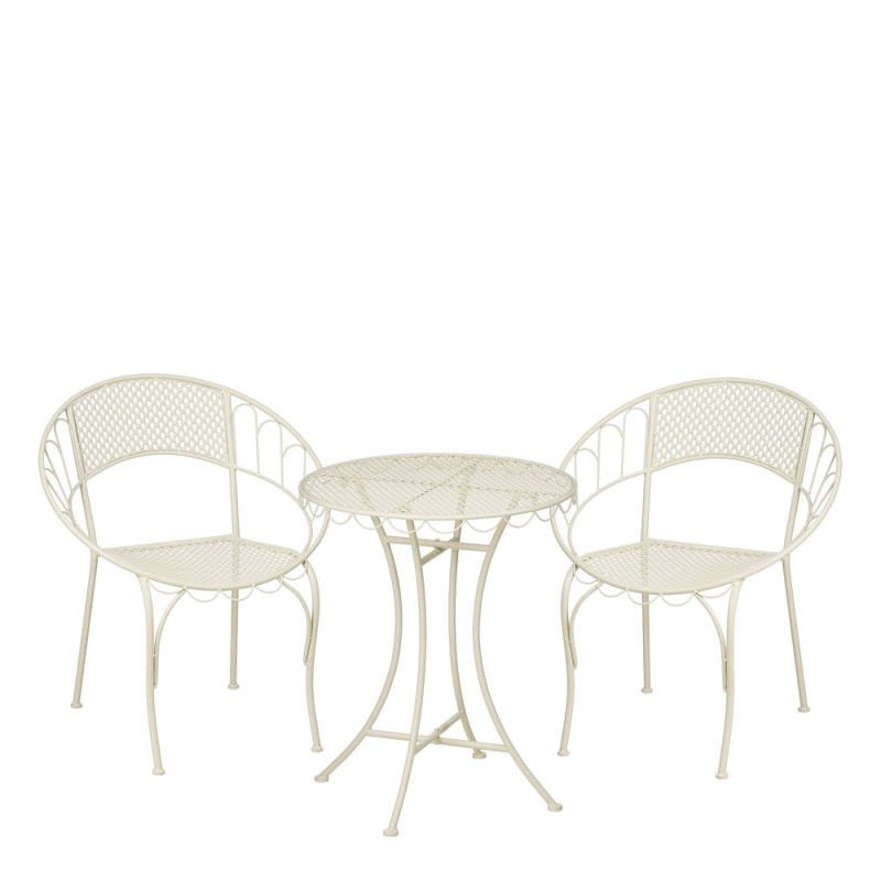 Set Tavolino e 2 Sedie in Metallo Bianco