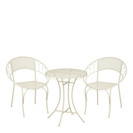 Set Tavolino e 2 Sedie in Metallo Bianco