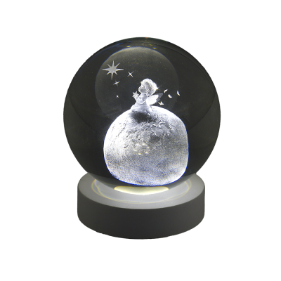 Sfera Luminosa Angelo su Pianeta Base Scura 6cm: Incartare