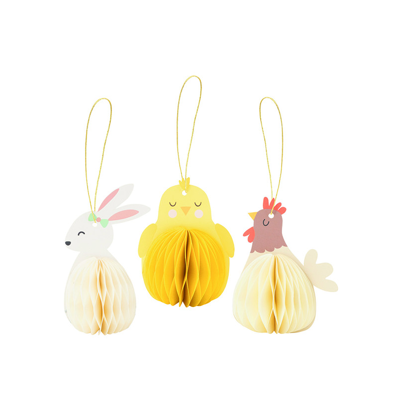 Animali Fattoria In Carta Pendenti (3 Pezzi)