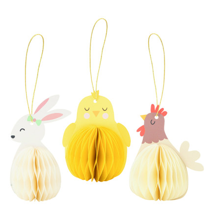 Animali Fattoria In Carta Pendenti (3 Pezzi)