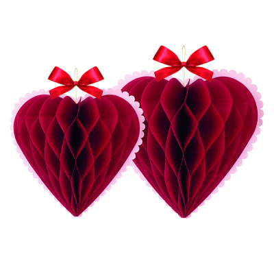 Cuori In Carta Con Smerlo Pendenti (2 Pezzi)