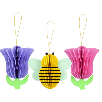 Ape Con Tulipani In Carta Pendenti (3 Pezzi)