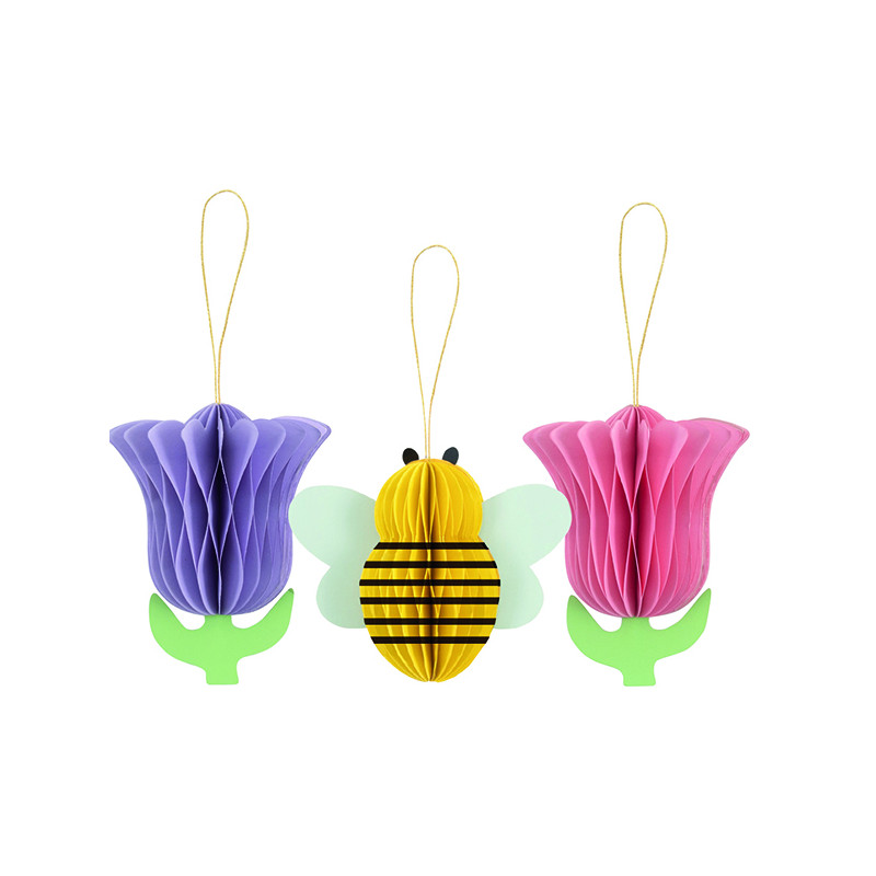 Ape Con Tulipani In Carta Pendenti (3 Pezzi)